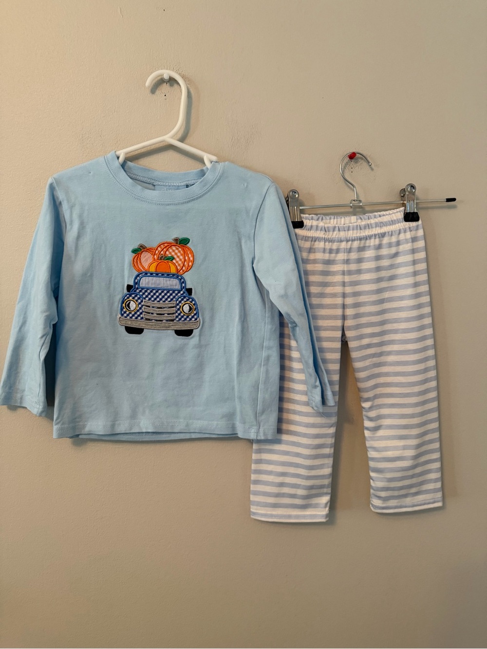 Clsssic Whimsy Blue Pumpkin Truck Shirt with Matching Pants